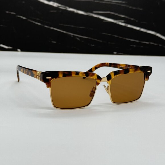 NEW MIU MIU MU10ZS 19P2Z1 WOMEN MIU MIU HAVANA GOLD SUNGLASSES MU 10ZS 19P2Z1 - Picture 10 of 15